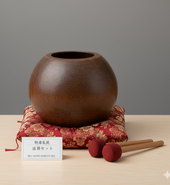 読経用木魚と撥2本セット