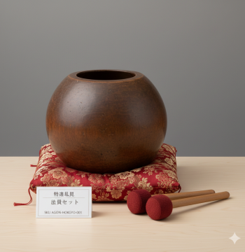 読経用木魚と撥2本セット